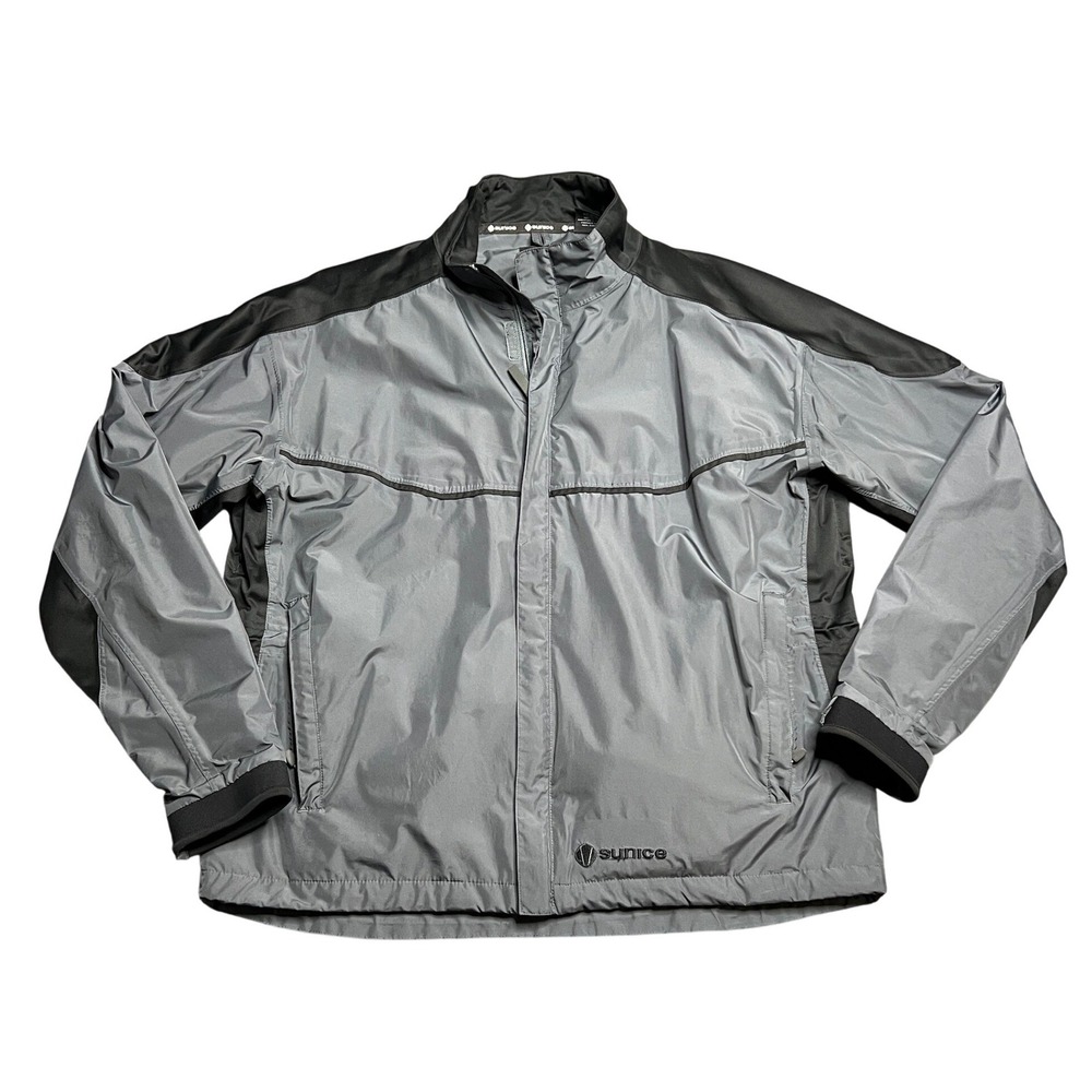 Sunice‎ Typhoon Men's Large Gray Black Golf Rain Jacket Waterproof Full Zip Mesh